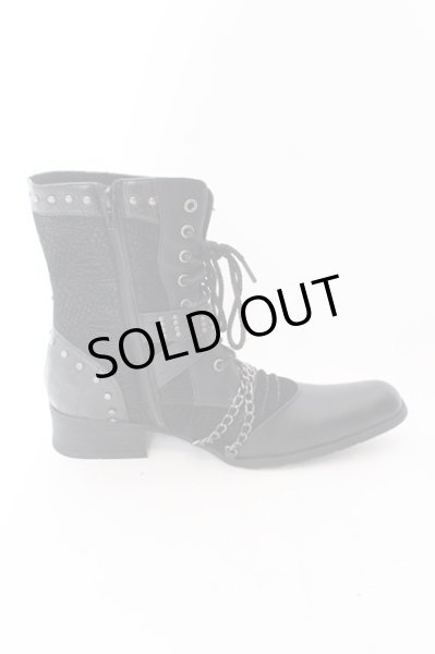 画像5: LOVEHUNTER / チェーン付きレースアップサイドジップブーツ 41（約26cm） ブラック O-25-02-01-009-LO-sho-YM-ZT-S007 (5)