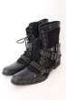 画像1: LOVEHUNTER / チェーン付きレースアップサイドジップブーツ 41(約26cm) ブラック O-25-02-01-010-LO-sho-YM-OS (1)
