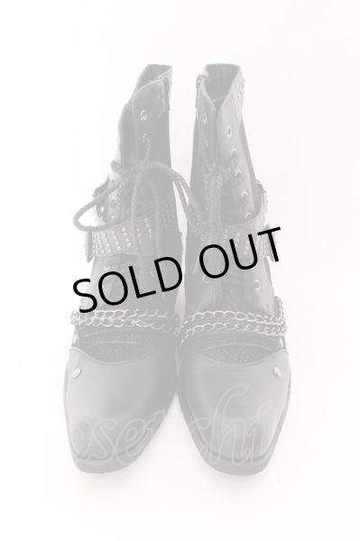 画像2: LOVEHUNTER / チェーン付きレースアップサイドジップブーツ 41(約26cm) ブラック O-25-02-01-010-LO-sho-YM-OS (2)