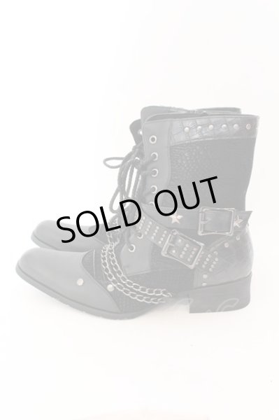 画像3: LOVEHUNTER / チェーン付きレースアップサイドジップブーツ 41(約26cm) ブラック O-25-02-01-010-LO-sho-YM-OS (3)