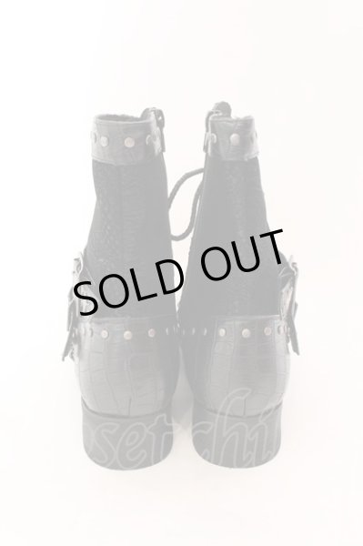 画像4: LOVEHUNTER / チェーン付きレースアップサイドジップブーツ 41(約26cm) ブラック O-25-02-01-010-LO-sho-YM-OS (4)