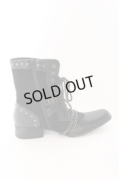 画像5: LOVEHUNTER / チェーン付きレースアップサイドジップブーツ 41(約26cm) ブラック O-25-02-01-010-LO-sho-YM-OS (5)