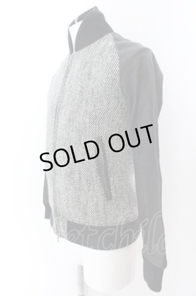 画像3: FUGA / Requiem レザー切り替えツイードウールスタジアムジャケット 44 ブラックｘミックス O-25-02-12-020-FU-ja-YM-ZT-ML021 (3)