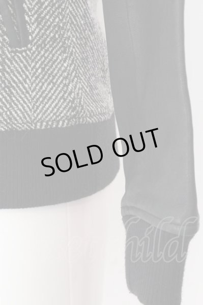 画像4: FUGA / Requiem レザー切り替えツイードウールスタジアムジャケット 44 ブラックｘミックス O-25-02-12-020-FU-ja-YM-ZT-ML021 (4)