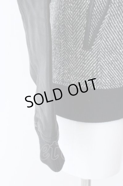 画像5: FUGA / Requiem レザー切り替えツイードウールスタジアムジャケット 44 ブラックｘミックス O-25-02-12-020-FU-ja-YM-ZT-ML021 (5)