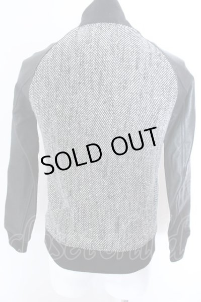 画像7: FUGA / Requiem レザー切り替えツイードウールスタジアムジャケット 44 ブラックｘミックス O-25-02-12-020-FU-ja-YM-ZT-ML021 (7)