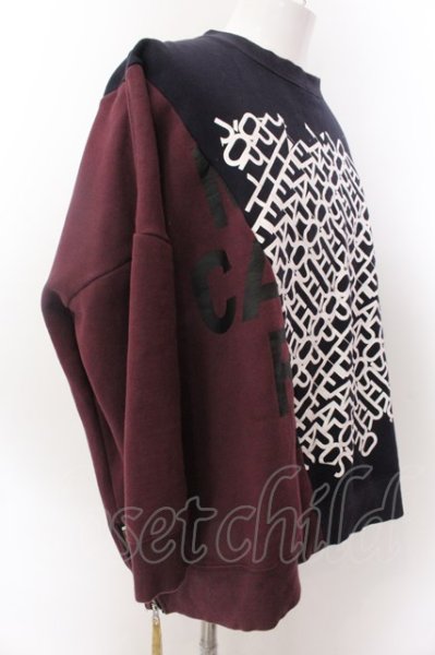 画像4: GLIMCLAP / Back side brushed sweat material bias cutting design プルオーバー L ワインｘネイビー O-25-02-12-027-CL-to-YM-ZT177 (4)