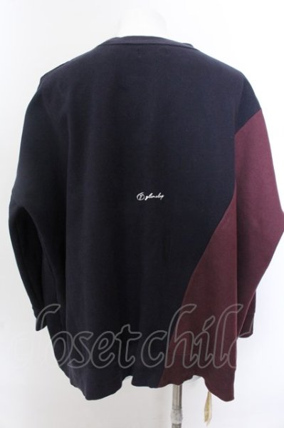 画像5: GLIMCLAP / Back side brushed sweat material bias cutting design プルオーバー L ワインｘネイビー O-25-02-12-027-CL-to-YM-ZT177 (5)