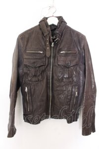 TORNADO MART / ライナー付きゴートシングルライダースジャケット M ブラウン O-25-02-12-012-TO-ou-YM-ZT-ML022