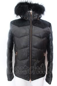 TORNADO MART / リアルファー付き切り替えレザーダウン M ブラック O-25-02-12-002-TO-ou-YM-ZT-ML038