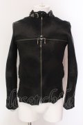 14th Addiction / Cross Zip Leather ジャケット 1 ブラック（ムラ染色） O-25-02-13-006-14-ou-YM-ZT-ML003