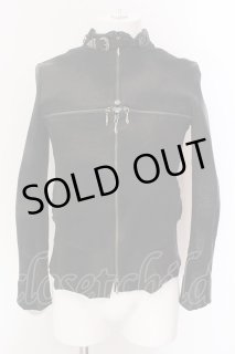 14th Addiction / Cross Zip Leather ジャケット 1 ブラック（ムラ染色