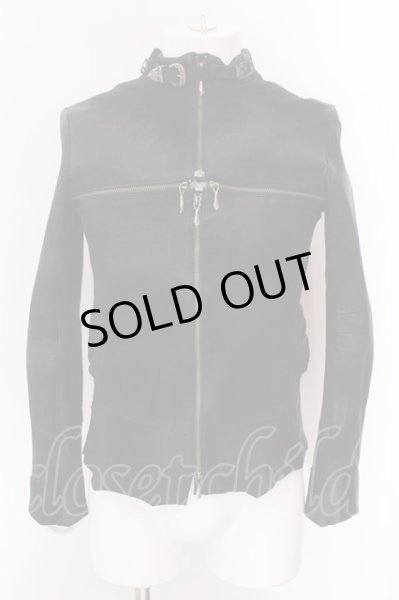 画像1: 14th Addiction / Cross Zip Leather ジャケット 1 ブラック（ムラ染色） O-25-02-13-006-14-ou-YM-ZT-ML003 (1)