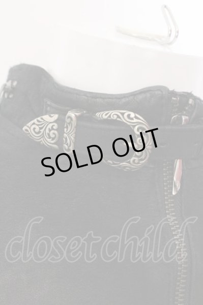 画像2: 14th Addiction / Cross Zip Leather ジャケット 1 ブラック（ムラ染色） O-25-02-13-006-14-ou-YM-ZT-ML003 (2)