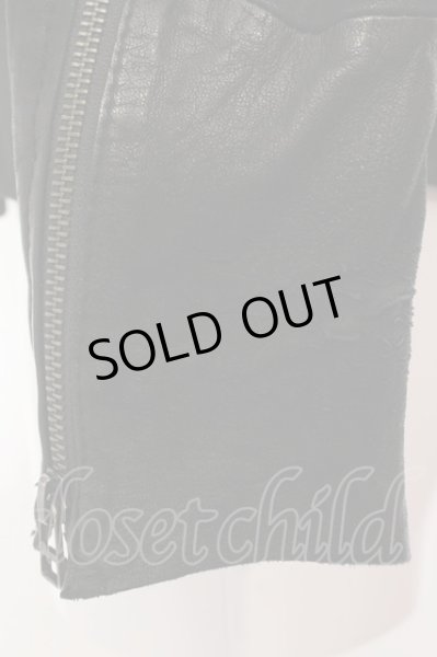 画像4: 14th Addiction / Cross Zip Leather ジャケット 1 ブラック（ムラ染色） O-25-02-13-006-14-ou-YM-ZT-ML003 (4)