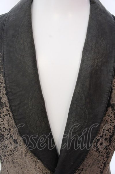 画像2: SHARE SPIRIT / シープスキン二重襟レースジャガードテーラードジャケット 44 ブラックｘベージュ O-25-02-13-010-SH-ja-YM-ZT370 (2)