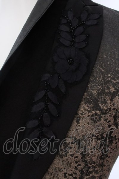 画像3: SHARE SPIRIT / シープスキン二重襟レースジャガードテーラードジャケット 44 ブラックｘベージュ O-25-02-13-010-SH-ja-YM-ZT370 (3)