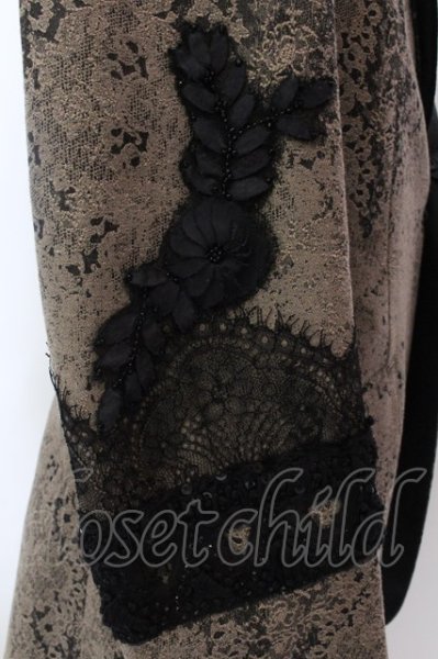 画像5: SHARE SPIRIT / シープスキン二重襟レースジャガードテーラードジャケット 44 ブラックｘベージュ O-25-02-13-010-SH-ja-YM-ZT370 (5)