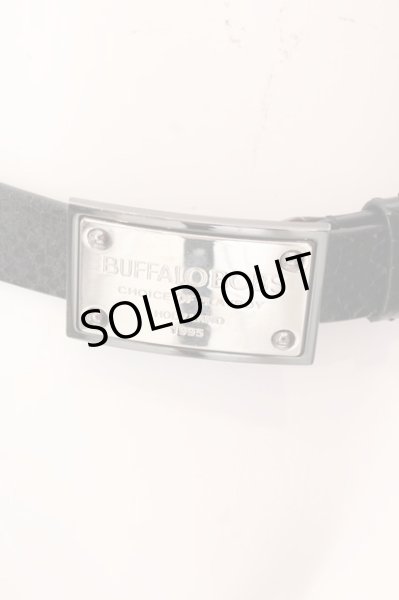 画像2: BUFFALO BOBS / プレートバックルベルト  ブラックｘシルバー O-25-02-15-049-BU-za-YM-OS (2)