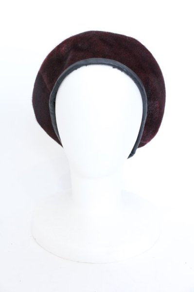 画像2: NO ID. / フェイクファーアーミーベレー帽  ワイン O-25-02-15-050-NO-za-YM-ZT134 (2)