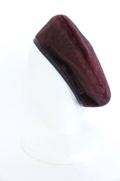 画像3: NO ID. / フェイクファーアーミーベレー帽  ワイン O-25-02-15-050-NO-za-YM-ZT134 (3)