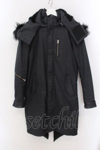 CIVARIZE / Arsenalファー付きコーティングモッズコート 44 ブラック O-25-02-15-005-CI-ou-YM-ZT-M010