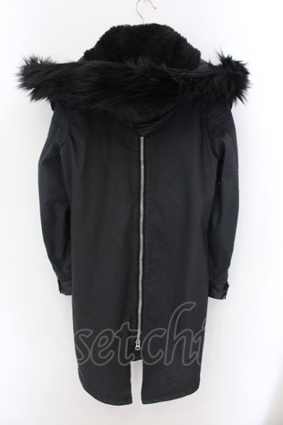 画像4: CIVARIZE / Arsenalファー付きコーティングモッズコート 44 ブラック O-25-02-15-005-CI-ou-YM-ZT-M010 (4)