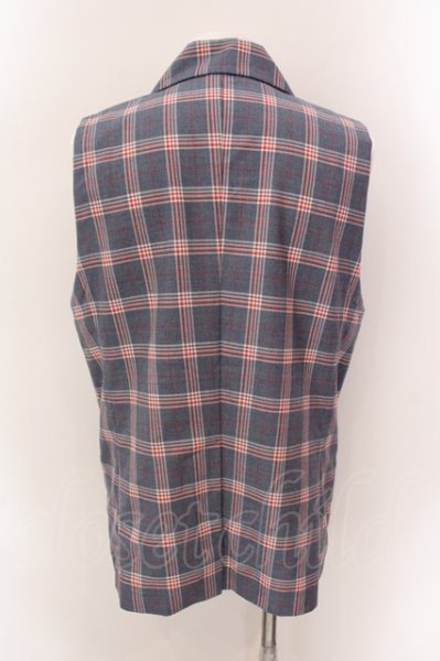 画像2: NO ID. BLACK / ダブルブレストノースリーブジャケット 1 ブルーチェック O-25-02-15-011-NO-to-YM-ZT357 (2)