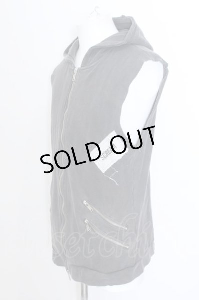 画像2: Moonage Devilment / ピグメントダメージノースリーブパーカー 46 チャコール O-25-02-20-032-Mo-ts-YM-ZT078 (2)