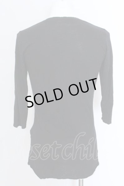 画像2: Moonage Devilment / オーガニックコットン六部袖カットソー 44 ブラック O-25-02-20-040-Mo-ts-YM-ZT063 (2)