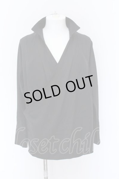 画像2: NO ID. BLACK / カシュクールガウンシャツ ONE ブラック O-25-02-20-013-NO-sh-YM-ZT093 (2)