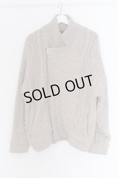 画像2: NO ID. / ニットダブルライダースジャケット ONE ベージュ O-25-02-20-002-NO-ou-YM-ZT019 (2)