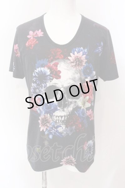 画像1: CIVARIZE / 転写スカルフラワーTシャツ 46 ブラック O-25-02-23-033-CI-ts-YM-ZT038 (1)
