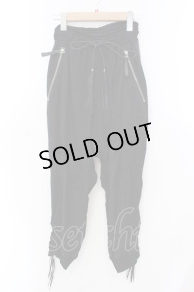 画像1: KMRii / SIDE LEATER LACE UP SILK SAROUELパンツ 2 ブラック O-25-02-23-039-KM-pa-YM-OS (1)