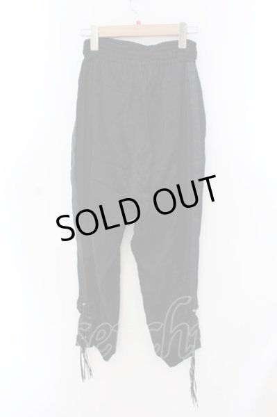 画像2: KMRii / SIDE LEATER LACE UP SILK SAROUELパンツ 2 ブラック O-25-02-23-039-KM-pa-YM-OS (2)