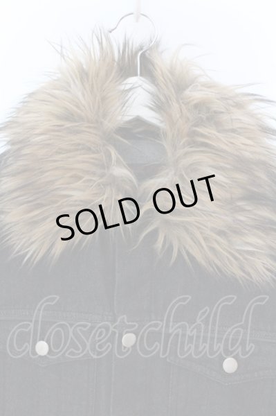 画像2: JURY BLACK / ファー付きデニムジャケット Gジャン 1 ブラック O-25-02-23-006-JU-ja-YM-OS (2)