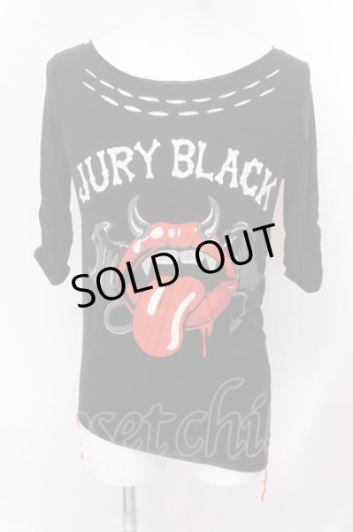 画像1: JURY BLACK / デビルリッププリント五分袖Tシャツ 1 ブラック O-25-02-23-007-JU-ts-YM-OS (1)