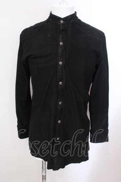画像1: 14th Addiction / SHEEP SKIN LEATER シャツ 2 ブラック O-25-02-23-002-14-sh-YM-ZT-ML014 (1)