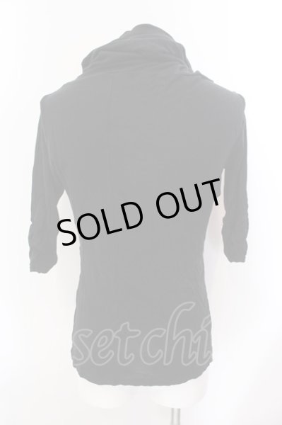 画像2: JURY BLACK / ドレープネック6分袖カットソー S ブラック O-25-02-23-013-JU-to-YM-OS (2)