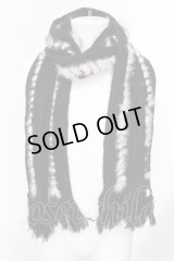 CIVARIZE / Ploud ミックスフリンジマフラー  ブラックｘホワイト O-25-02-23-021-CI-za-YM-OS