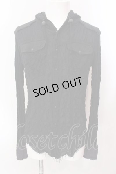 画像1: LGB / SHIRT-G/PK/BACK CROSS　フード付きシャツ レディース1 ブラック O-25-02-23-003-LG-sh-YM-ZT071