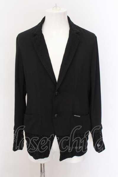 画像1: BUFFALO BOBS / GEORGETTE TAILORED【ジョーゼット テーラード】レース切り替えシースルジャケット 2-3 ブラック O-25-02-24-005-BU-ja-YM-ZT200 (1)