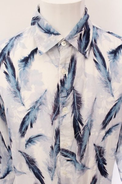 画像2: TORNADO MART / フェザープリントロングシャツ LL ブルー O-25-02-24-041-TO-sh-YM-ZT184 (2)