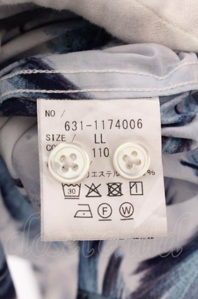 画像4: TORNADO MART / フェザープリントロングシャツ LL ブルー O-25-02-24-041-TO-sh-YM-ZT184 (4)