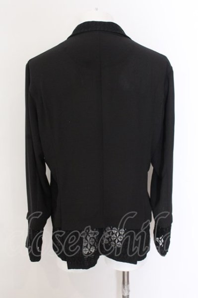 画像2: BUFFALO BOBS / GEORGETTE TAILORED【ジョーゼット テーラード】レース切り替えシースルジャケット 2-3 ブラック O-25-02-24-005-BU-ja-YM-ZT200 (2)