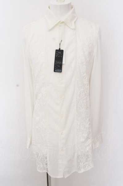 画像1: CIVARIZE / レース切り替えシフォンシャツ 46 ホワイト O-25-02-24-056-CI-sh-YM-ZT259 (1)