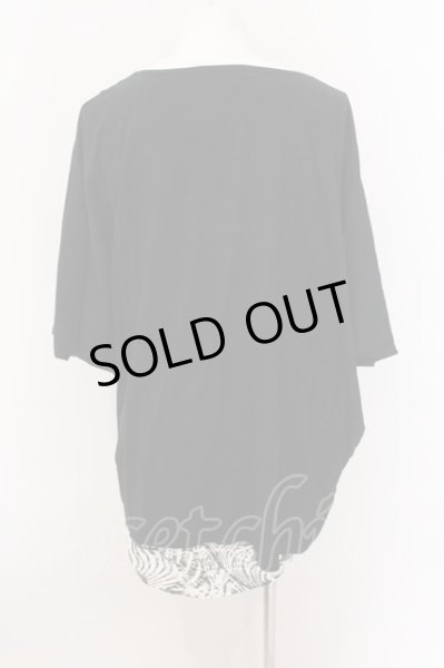 画像2: CIVARIZE / プリントポンチョ2Pレイヤードトップス 46 ブラックｘホワイト O-25-02-24-076-CI-ts-YM-ZT197 (2)