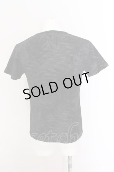 画像2: Roshell / ボタニカルジャガードVネックTシャツ M ブラック O-25-02-24-082-Ro-ts-YM-ZT197 (2)