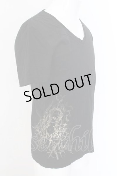 画像2: TORNADO MART / トライバル泊プリントVネックTシャツ M ブラック O-25-02-24-014-TO-ts-YM-OS (2)