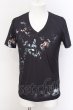 画像1: TORNADO MART / ダークフラワープリントTシャツ L ブラック O-25-02-24-017-TO-ts-YM-ZT199 (1)